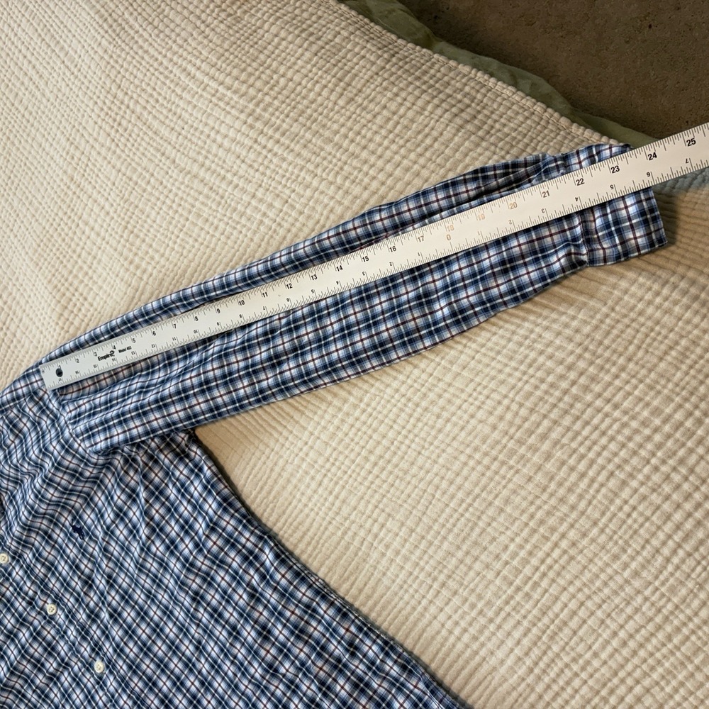 Ralph Lauren Button Down Shirt Mens Sz Medium Blue Plaid Long Sleeve 100% Cotton - Picture 9 of 9